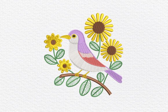 Pastel Bird Sunflowers Embroidery: A Designer’s Review